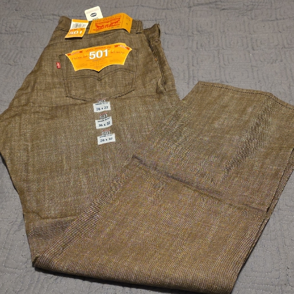 Levi's Men's 501 Straight Fit Jeans - Brown - Picture 3 of 11